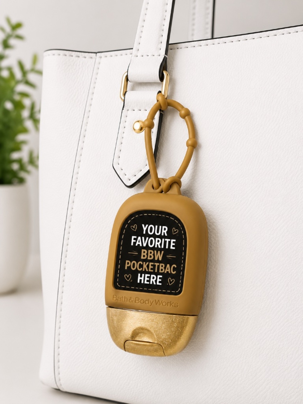 BBW Tan Light Brown PocketBac Hand Sanitizer Holder Bag Charm | NWT